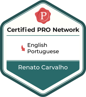ProZ.com English–Portuguese Certified PRO Network badge